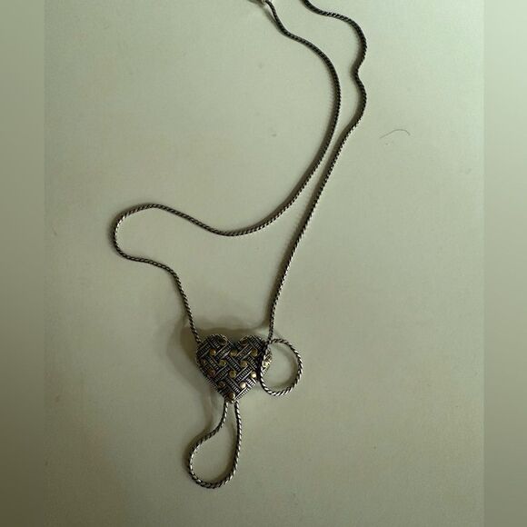 Brighton Reversible Heart Pendant Necklace -eyeglass/badge holder silver plated - Picture 5 of 8